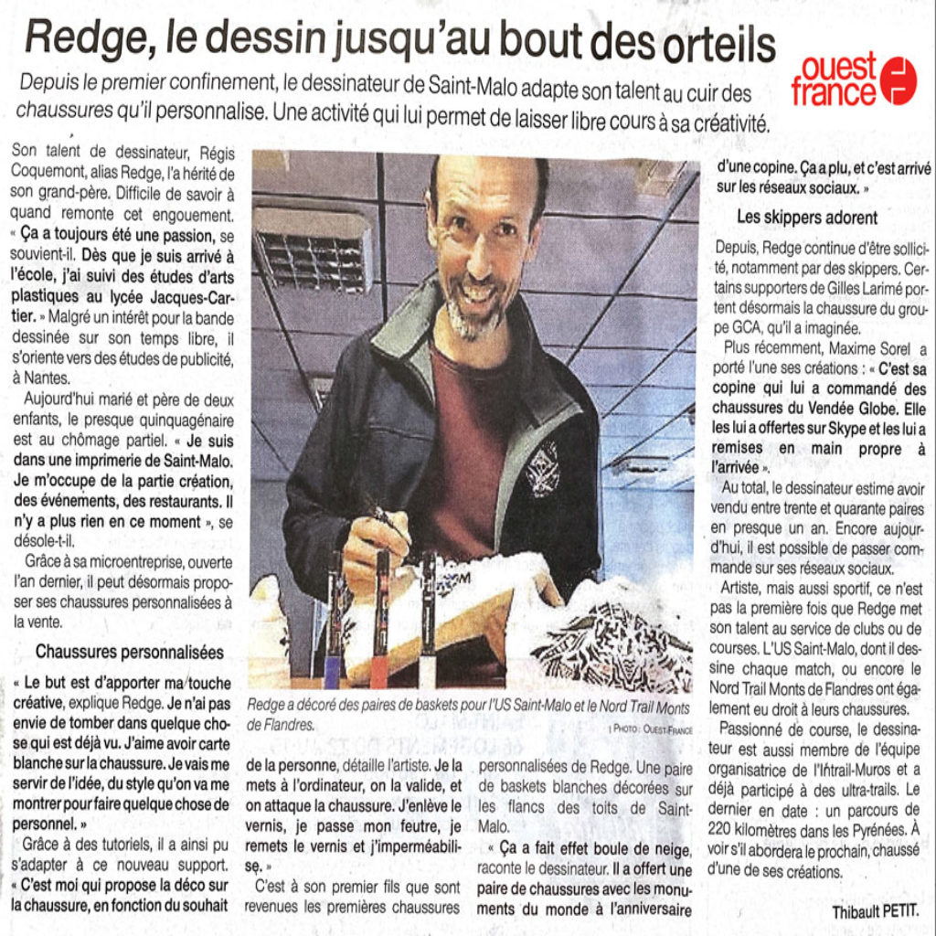 article Ouest France custom chaussures redge35